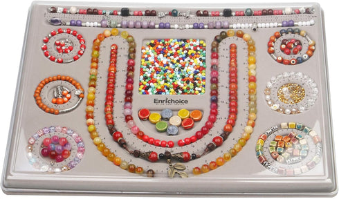 Enrichoice Combo Beading Board with Cover - Grey Flocked Jewelry Design Board for Necklace and Bracelet Making, Beading Mats, Trays, Bead Board fo...