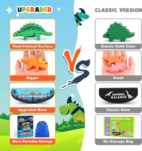 Dinosaur Toys for Kids 3-5: Wooden Stacking Montessori Toys for 3 4 5 6 7 8 Year Old Boys Girls Balance Competition Game for Family Birthday Gifts...