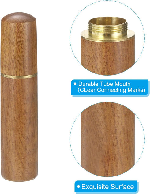 PATIKIL 0.7" OD Wooden Sewing Needle Storage Holder, 3 Pcs Portable Embroidery Needle Pin Toothpick Storage Tube Case Box for Hand Craft Knitting,...