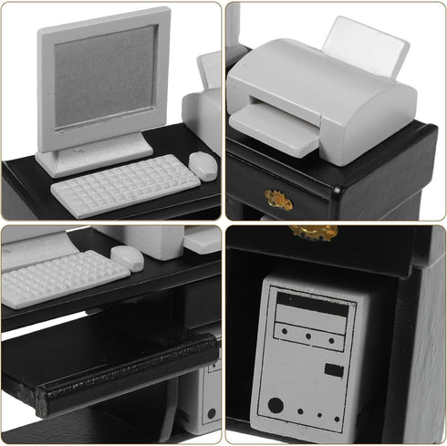 NUOBESTY Miniature Computer Simulation Office Furniture Dollhouse Accessories Mini Desktop Chair Keyboard Model for Dollhouse Black...