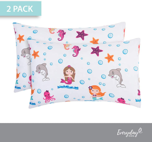 Everyday Kids 2-Pack Toddler Travel Pillowcases -100% Soft Microfiber, Breathable and Hypoallergenic - 14" by 20" Kids Pillowcases fits Pillows 14...