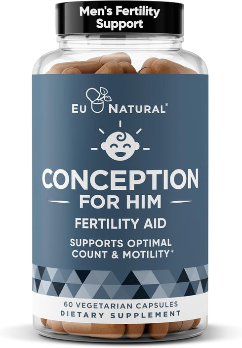 Conception For Him – Fertility Supplements for Men, Male Fertility Booster & Prenatal – Optimal Sperm Count, Motility Strength – Ashwagandha, Fola...