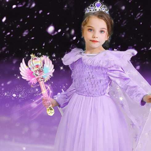 Light Up Snowflake Wand with Spinning LEDs and Sound Magic Princess Toys for Kids Girls Birthday Cosplay Party Favors, Pink...