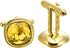 Yellow Zircon Gemstone Cufflinks for Men Lady In Gift Case 14K Gold Plated Square Men's Cufflinks Jewelry Set for Wedding Anniversary Business Par...