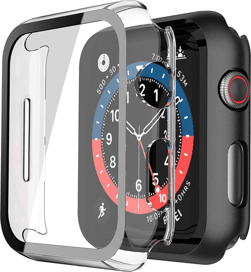 Misxi 2 Pack PC Case with Tempered Glass Screen Protector Compatible with Apple Watch SE 2 (2024) SE Series 6 Series 5 Series 4 40mm, Shockproof P...