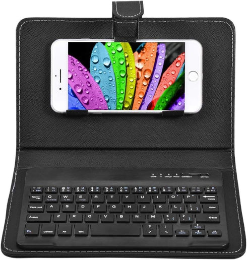 V BESTLIFE Portable Wireless Bluetooth Keyboard with Leather Case, Universal Keyboard with Portfolio Flip Case and Stand, Cover with for 4.5''-6.8...