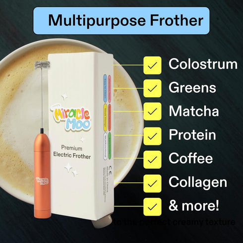 Whisk Milk Frother, Handheld Electric Frothing Wand, Foam Maker for Coffee, Colostrum, Matcha, Protein, Greens, Stainless Steel, Battery Operated,...