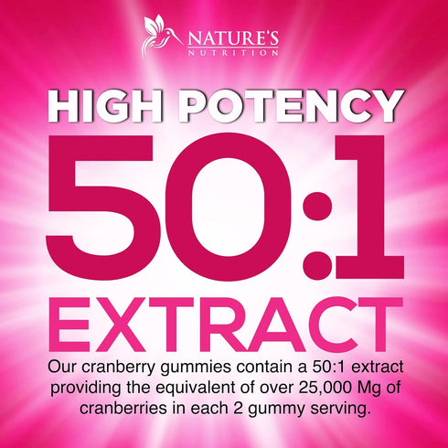 Cranberry Gummies - Urinary Tract Health Gummy + Vitamin C - 25,000mg - Triple Strength Cranberry Concentrate Extract Supplement Pills, Ultimate P...