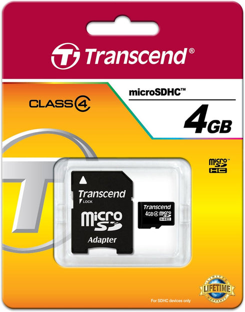 Transcend 4 GB Class 4 microSDHC Flash Memory Card TS4GUSDHC4...