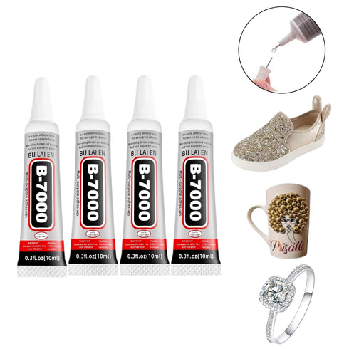 B7000 glue clear with precision tip for crafts phone shoes leather jewelry metal stone rhinestones and fabric glue permanent?4X10ml/0.3fl.oz?...