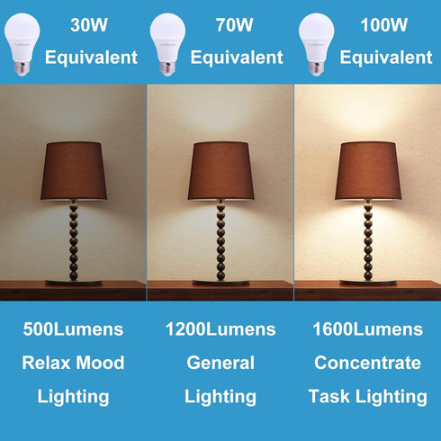 3-Way Light Bulbs 30 70 100 Watt Equivalent, Perfect for Reading, Standard A19 Indoor Led Bulb Warm White 3000K, 15 Watt Energy Efficient Bulb, 16...