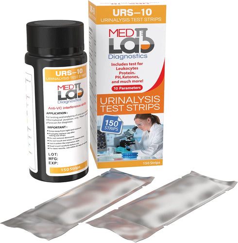 10 Parameter Urine Test Strips for Urinalysis(150 Cnt) in Sealed Pouches. Tests for Ketosis, pH, Protein, UTI, Kidney and Liver Function...