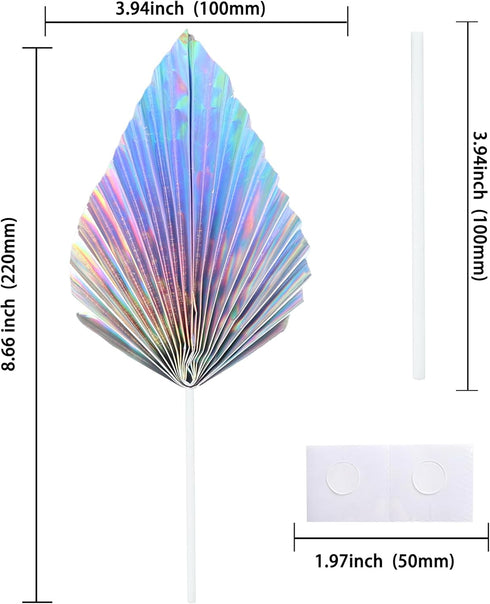 Gyufise 6Pcs Paper Palm Fan Cake Toppers Palm Spear Leaves Fan Cupcake Toppers Cake Insert Decorations Craft DIY Cake Bakeware Decoration for Birt...