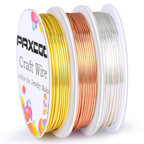 Paxcoo 3 Pack Jewelry Wire Craft Wire 18 Gauge Tarnish Resistant Jewelry Beading Wire for Jewelry Making Supplies and Crafting (Silver, Gold and C...