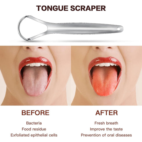 AILE Tongue Scraper, 100% Useful Surgical Stainless Steel Tongue Cleaner for Both Adults and Kids, Professional Reduce Bad Breath Metal Tongue Scr...