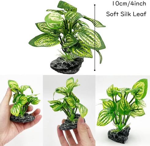 Smoothedo-Pets Aquarium Plants Betta Fish Tank Decorations 4inch/2pcs Soft Silk Artificial Plant Goldfish Waterscape Fish Hides Snake Tank/Reptile...