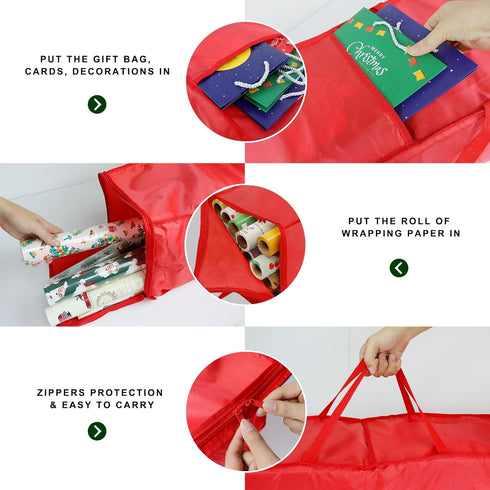Christmas Wrapping Paper Holder, Wrapping Paper Storage Bag for Christmas Paper Rolls, Resistant 41 inch Wrapping Paper Organizer Storage Containe...