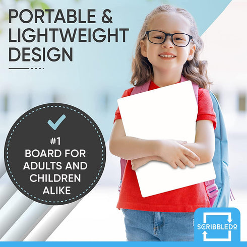 Scribbledo White Board Dry Erase Board 11"x14” Mini Double Sided Personal Whiteboard Board Dry Erase Lapboard Handheld Personal White Boards for S...