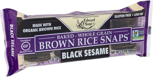 Edward & Sons, Brown Rice Snaps, Black Sesame Flavor, Organic, 3.5 oz...