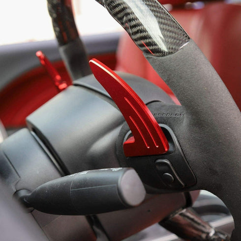 Voodonala for Challenger Steering Wheel Shift Paddle Cover Extended Shifter Trim for Dodge Challenger 2015 2016 2017 2018 2019 (Aluminum Alloy Red...