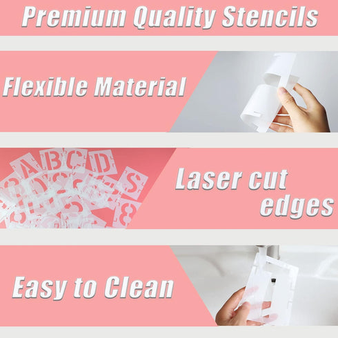 1.5 Inch Letter Stencils Symbol Numbers Craft Stencils, 42 Pcs Reusable Alphabet Templates Interlocking Stencil Kit for Painting on Wood, Wall, Ro...