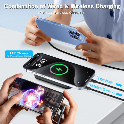 for MagSafe Portable Charger, 5000mAh Wireless Magnetic Power Bank with USB C & A Charging, Slim Phone Battery Pack for iPhone 15/15 Pro/15 Pro Ma...