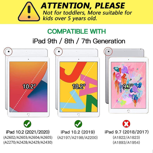 Grifobes for iPad 9th Generation Case, iPad 8th/7th Generation Case 2021/2020/2019, Heavy Duty Shockproof Rugged Protective 10.2" Cover with Stand...