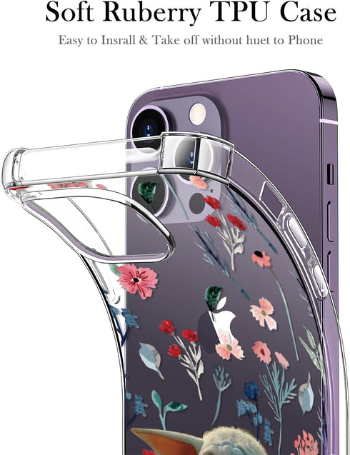 ZADORN Compatible with iPhone 14 Pro Max Case with Screen Protector and Camera Cover,Fashion Designs for Women Girls,Soft TPU Bumper Protective Tr...