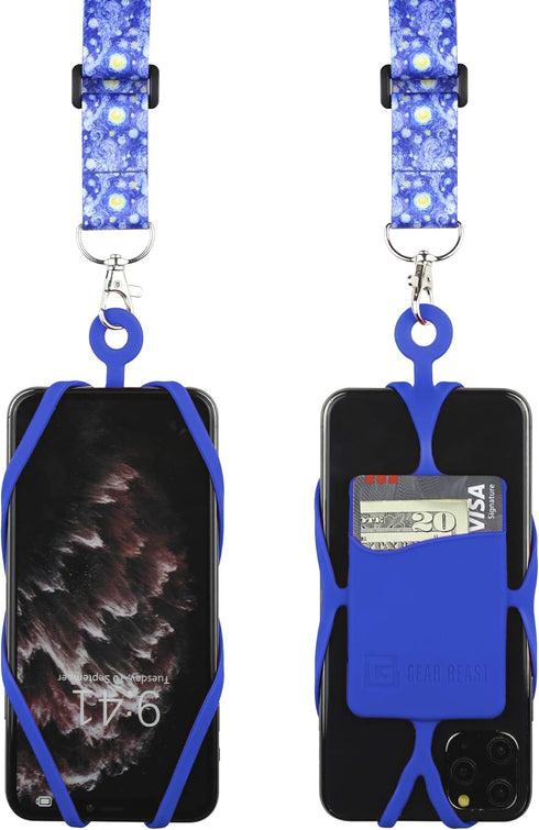 Gear Beast Cell Phone Lanyard - Universal Mobile Phone Lanyard with Case Holder, Card Pocket, Soft Neck Strap, and Adjustable Clip - Compatible wi...