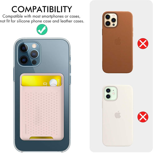 AHASTYLE Phone Credit Card Holder Stick On, Slim Phone Wallet Strong Adhesive Silicone Card Pouch Sleeve Compatible with iPhone/Android/Samsung Ga...