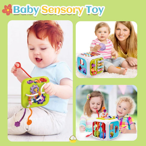 6 in One Activity Cube Toys for Baby 18M+, Montessori Educational Learning Fine Motor Skills Toys Gifts for Toddlers Boys Girls Age 2 3 (White)...