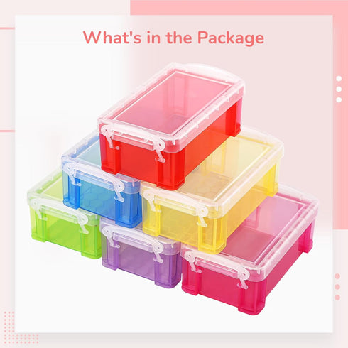 6 Pcs Mini Plastic Boxes, Small Clear Storage Containers with Locking Lids, Clear Plastic Organizers for Crafts, Stationery, Jewelry, Sewing, Mult...