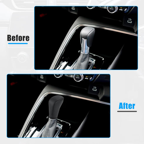 X AUTOHAUX Black Car Interior Faux Leather Gear Shifter Shift Knob Cover Transmission Shift Boot Lever for Honda Accord 2018-2022 Black Stitches...