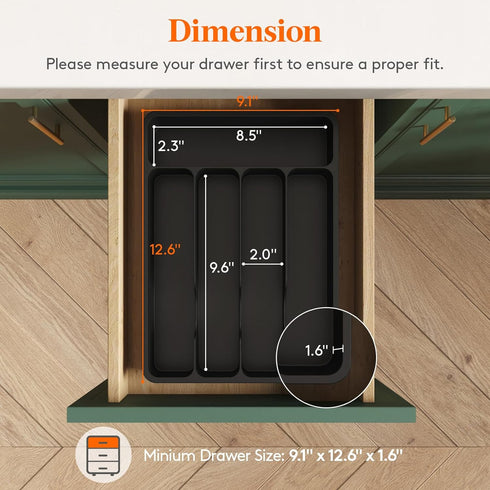 Lifewit Silverware Drawer Organizer Tray, Plastic Cutlery Storage for Kitchen Drawer, Flatware and Utensil Holder Divider for Spoons Forks Knives ...