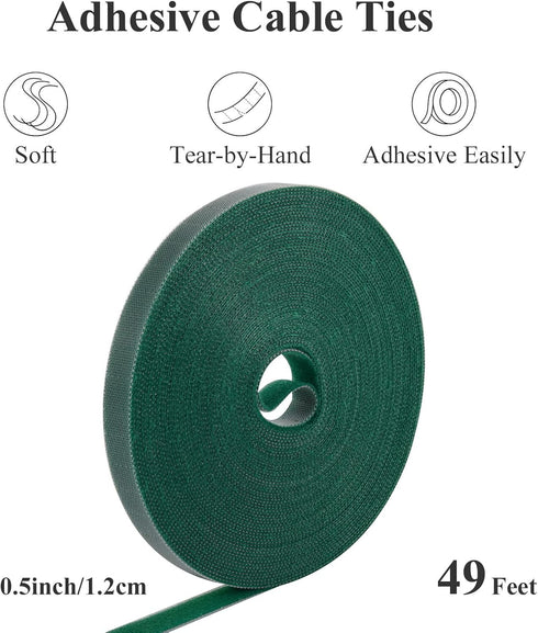 Garden Hook and Loop Tapes,1/2'' Fastening Tape Cable Ties Garden Vines Ties,Soft Plant Twist Tie for Plant Gardening, Home, Office(Total,49.2FT)...