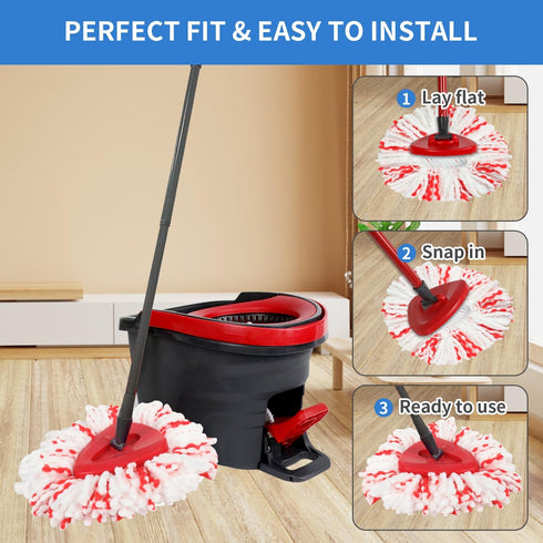 Spin Mop Replacement Heads, Mop Refills Compatible with O-Cedar EasyWring Triangle Spin Mop, 40% More Cleaning Power, 2 Pack Microfiber Mop Replac...
