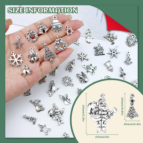 JIALEEY Christmas Charms, Wholesale Bulk Lots Christmas Charm Mixed Tibetan Silver Metal Pendants DIY for Jewelry Making Crafting Ornaments...