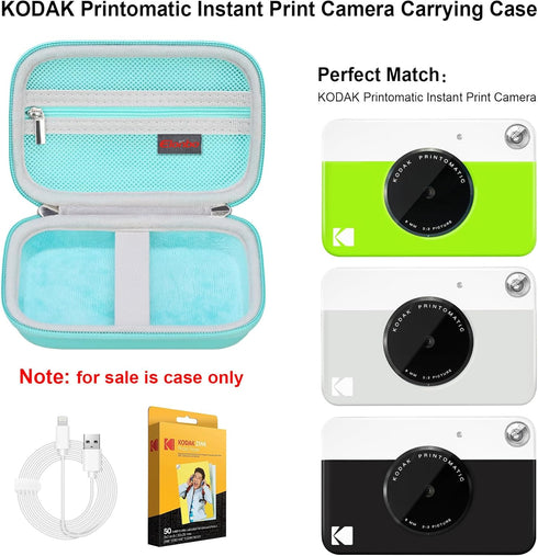 Camera Carrying Case for KODAK Printomatic Digital Instant Print Camera, Portable Bluetooth Photo Printer Storage Holder Bag, Mesh Bag Fits Zink P...