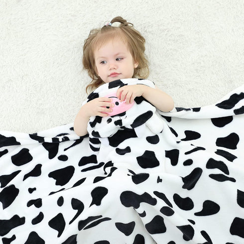 MICHLEY Baby Hooded Swaddling Blanket for Boys Girls, Animal Face Toddler Fall Winter Throw Blankets 0-3 Years(Cow)...