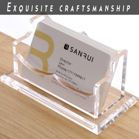 SANRUI Clear Horizontal Business Card Holder Stand for Desk, Acrylic Desktop Display Name Cards Holders Organizer Storage Rack,for Exhibition, Hom...
