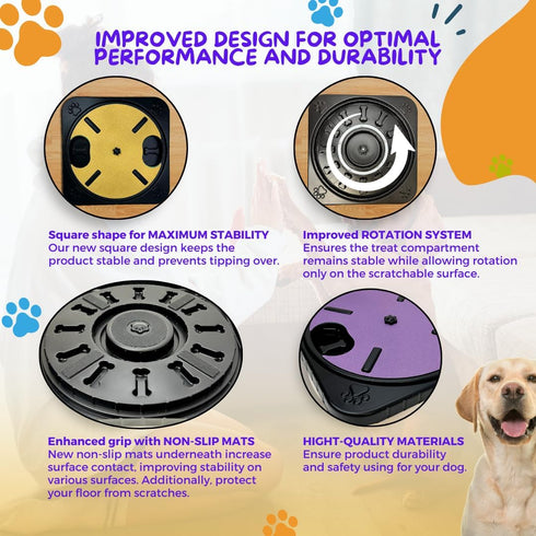 Rotatable Dog Nail Scratch Board with Hidden Treats Compartment, 3 in 1 Dog Nail Care Solution, Dog Scratch Pad for Nails, Nail Filing Board for D...