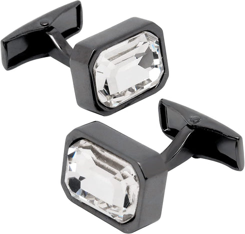 Rectangle Crystal Cufflinks for Men In Gift Box Black/Blue/Purple/Transparent Crystals Men's Cuff Link for Wedding Shirt Party Business Birthday A...