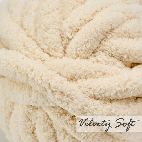 Chenille Chunky Yarn Super Bulky Soft Thick Fluffy Jumbo Giant Washable Polyester Big Yarn DIY for Arm Knit Blanket Cushion Bed Sofa Home Decor,Be...