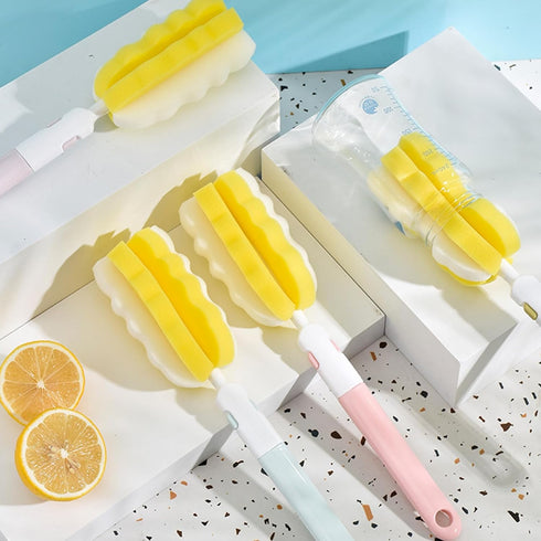 4PCS Bottle Brush + 4 PCS Nipple Brush Sponge Baby Bottle Brushes Milk Bottle Nipple Cleaner Set Cup Scrubber Brush Detachable Portable Water Bott...