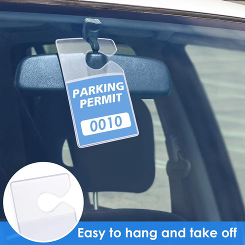 Clear Parking Permit Holder, 3 x 5 inch Car Vertical Parking Lot Pass Rear View Mirror Hanger for Car Passes, Stickers, Permits...