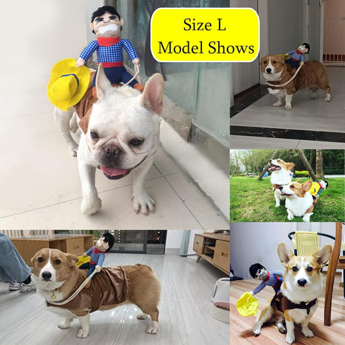 SEIS Pet Riding Costume Novelty Pet Supplies Cowboy Rider Horse Riding Designed Dog Apparel Party Dressing up Clothing Halloween (L)...