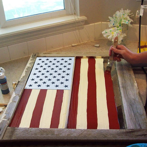 WISYOK 12 Pieces American Flag 50 Star Stencil Templates, 6 Sizes American Flag Templates, Ideal for DIY Crafts Design, Independence Day Project, ...