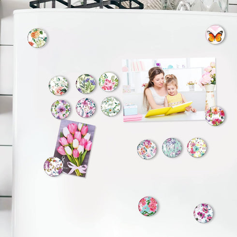 MORCART 30Pcs Refrigerator Magnets Fridge Magnets, Flower Fridge Decoration Sticker, Magnets for Kitchen Fridge, Locker Whiteboard, Office, Dishwa...