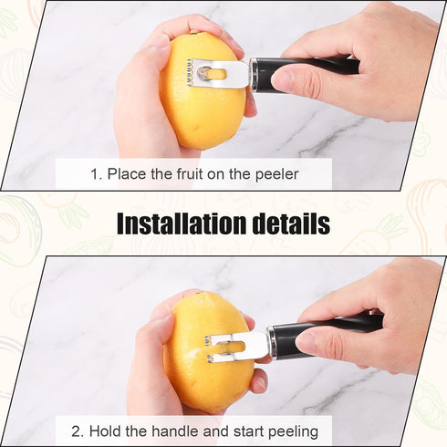 Channel Knife, 2-in-1 Lemon Twist Peeler Stainless Steel Lemon Peeler Zester Bar Tool Cocktail Garnish Citrus Lemon Rind Zester Tool for Kitchen B...