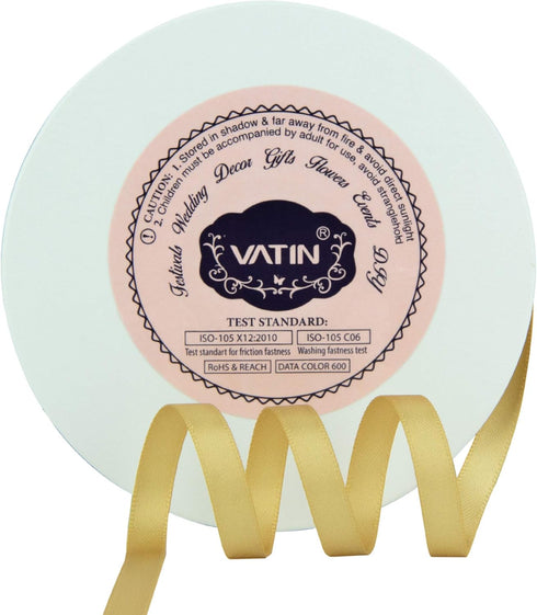 VATIN Double Face New Gold Satin Ribbon 1/4" Continuous 50 Yards,Gold Polyester Fabric Ribbon use for Bows Bouquet, Gift Wrapping, Floral Arrangem...